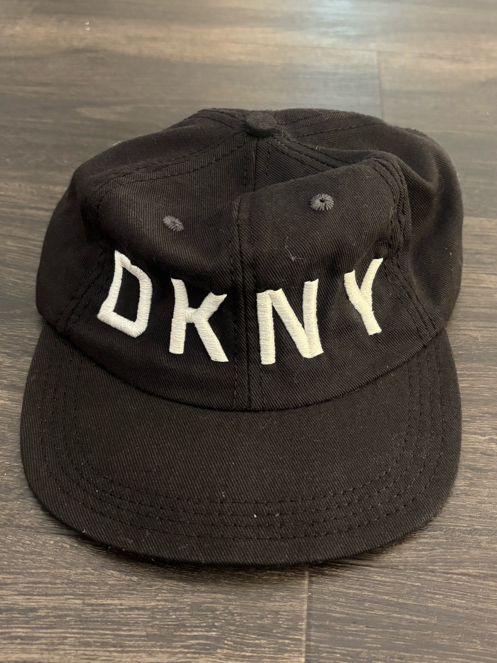 RARE VTG 90s DKNY Hat Donna Karan New York Spell Out NY Embroidered Black